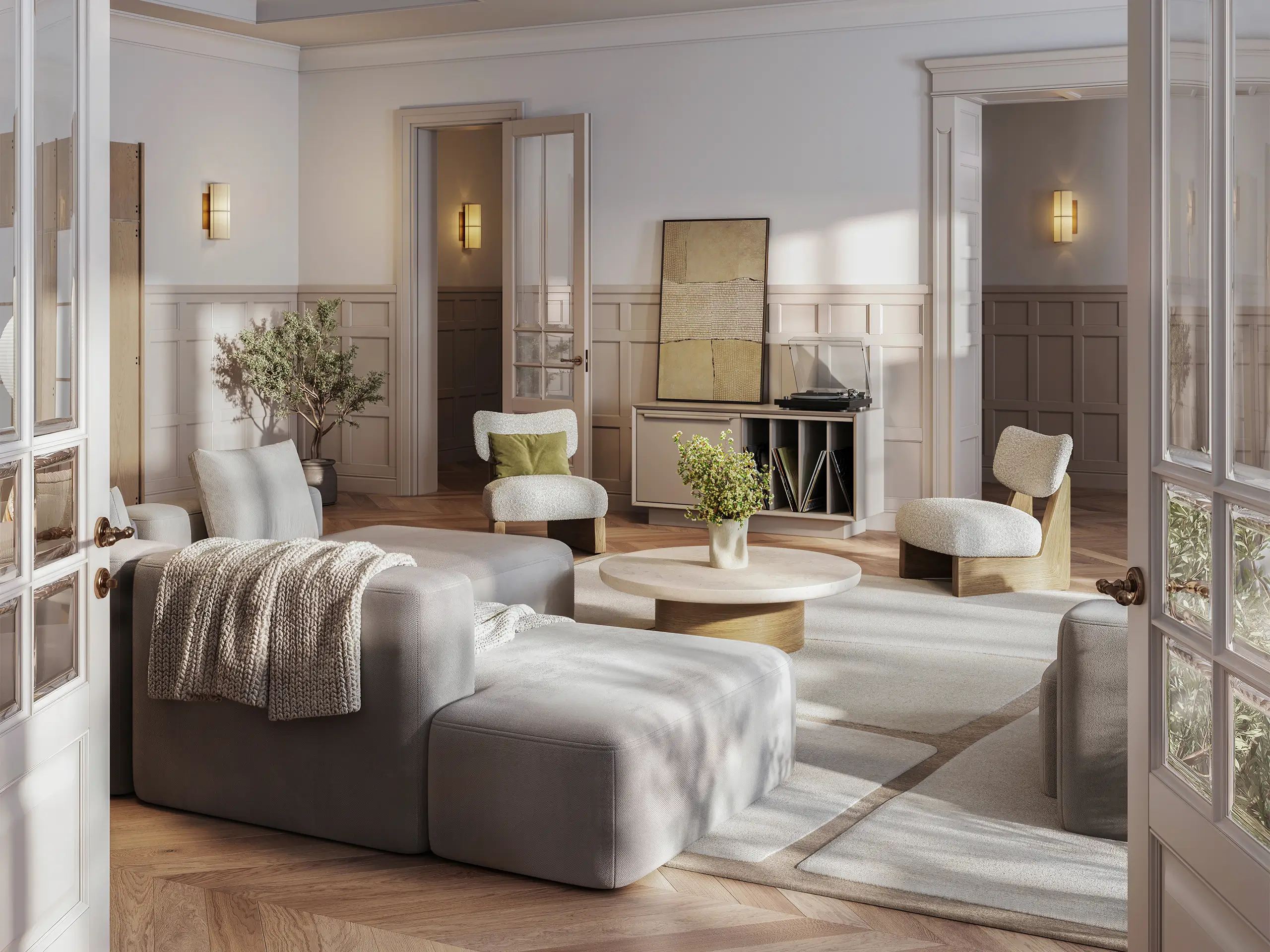 Digitally Staged Open Concept Living Space