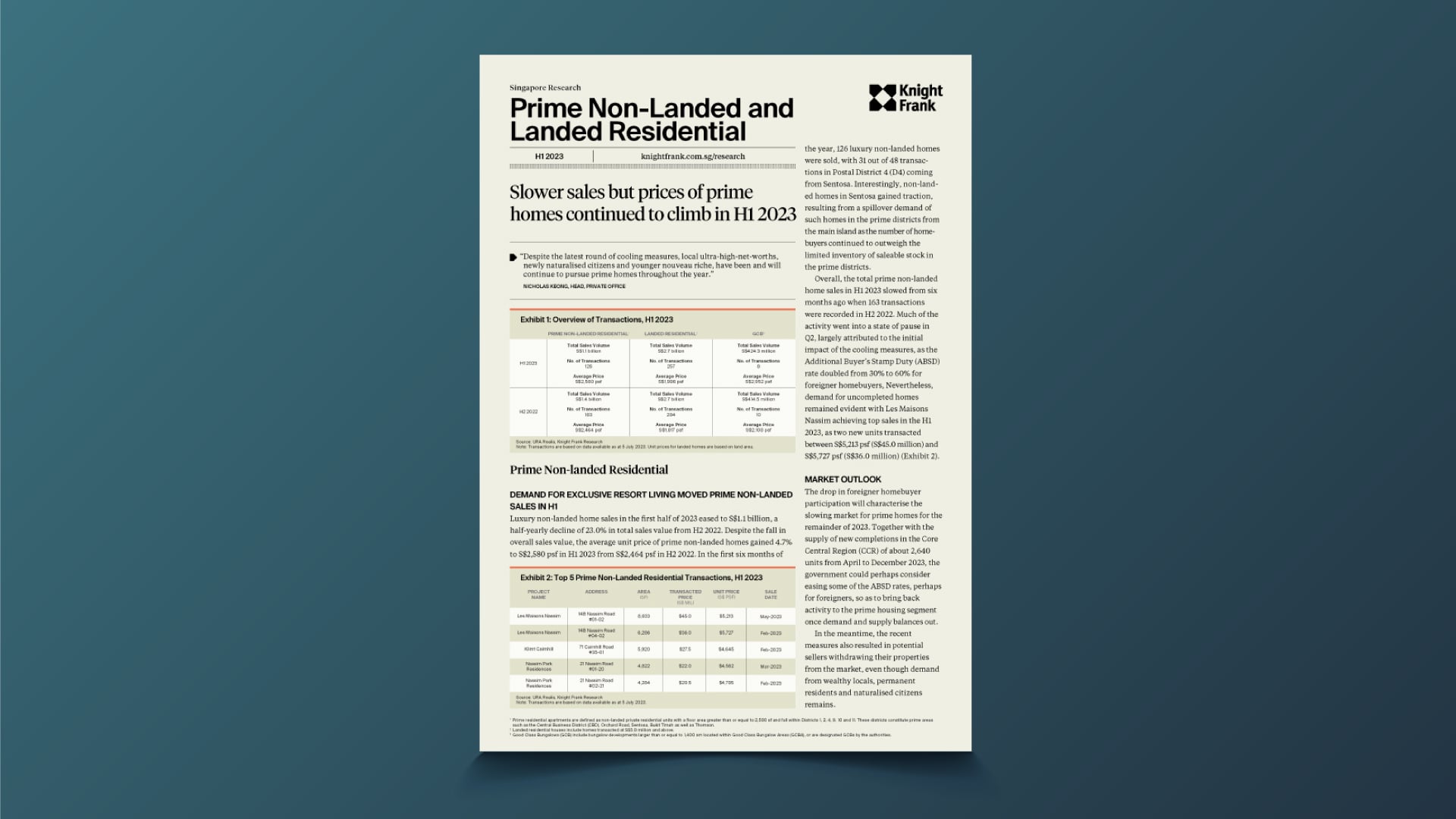 Image of Singapore Prime Non-Landed & Landed Residential Update