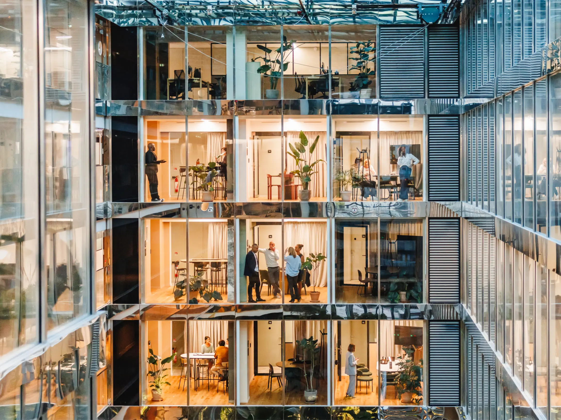 Diverse professionals engage in a business environment