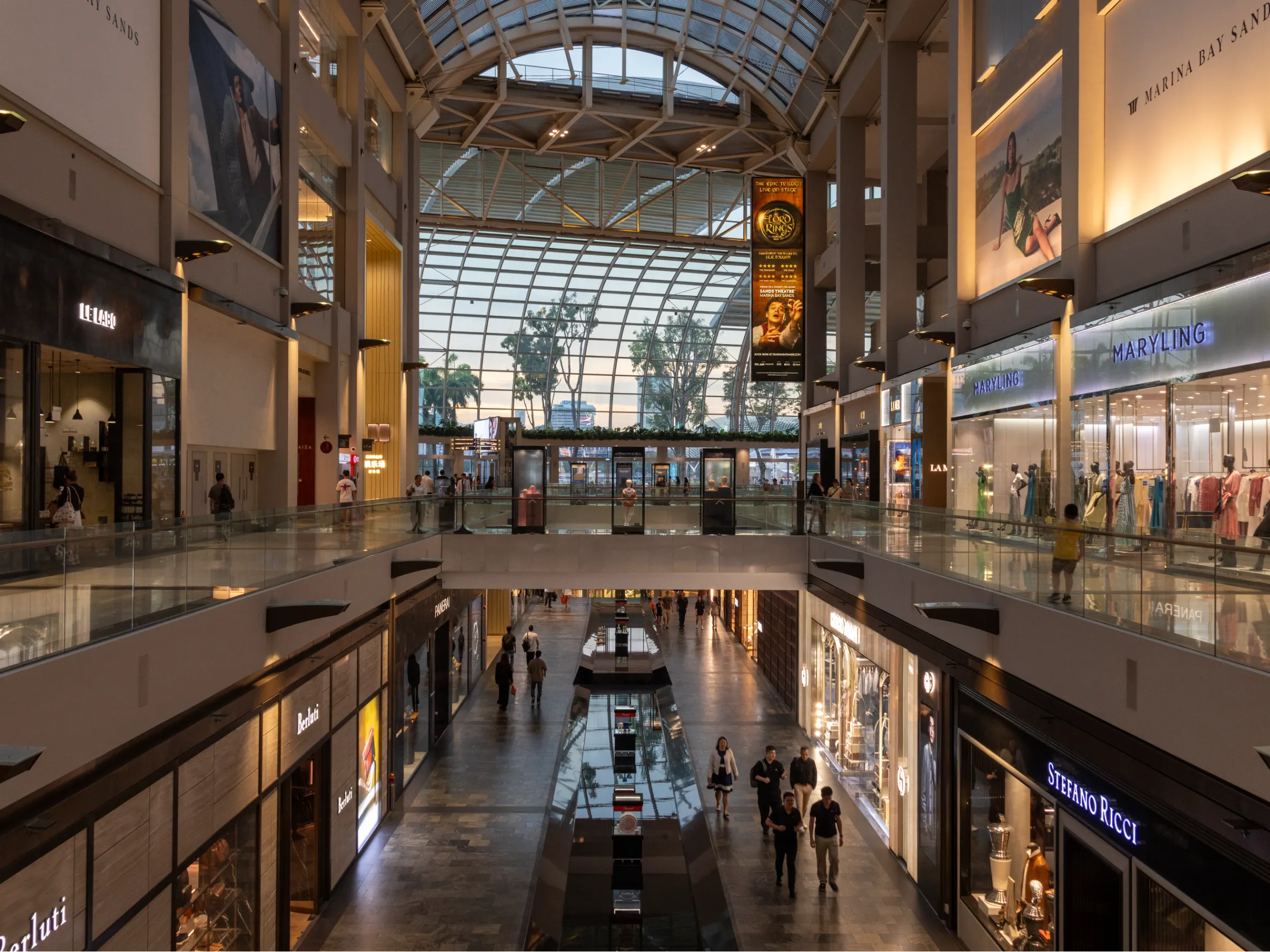 Interior view of the Marina Bay Sands shopping centre in Singapore