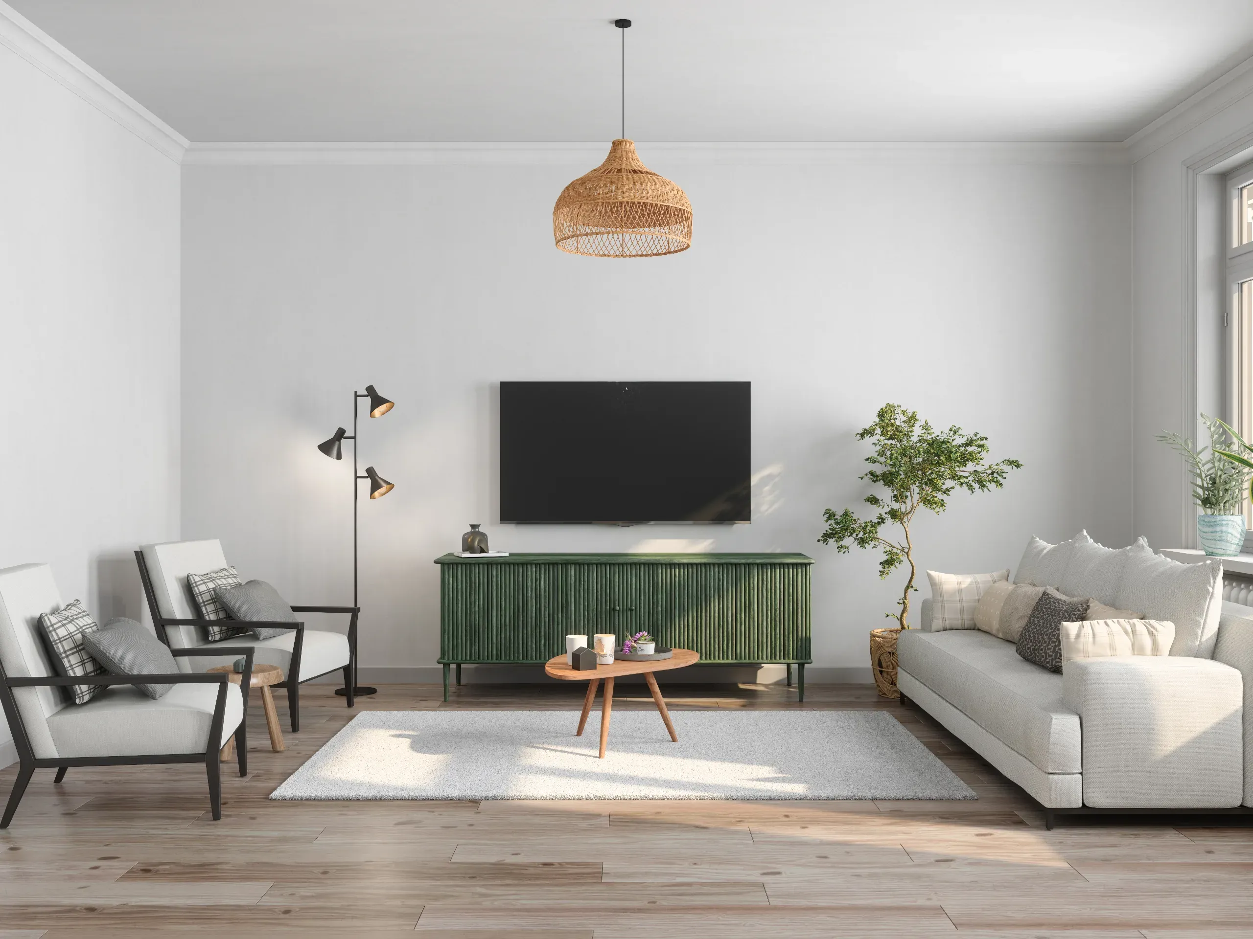 modern-living-room-interior-with-television-set-sofa-armchair-floor-lamp-and-coffee-table